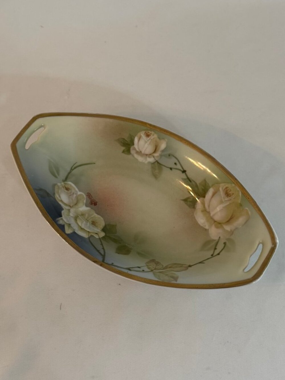 Vintage Bavaria PSAG Porcelain Dish Oval Relish Germany Signed #4108